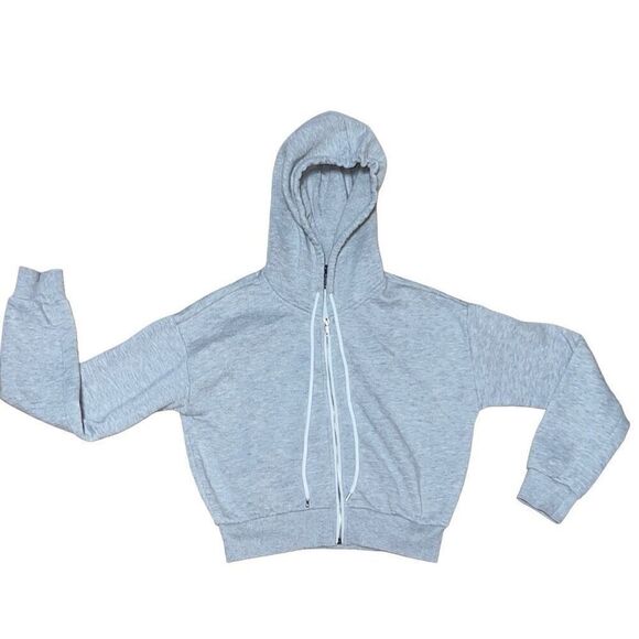 Forever 21 Heather Gray Long Sleeve Pullover Hooded Jacket Size S - Picture 1 of 10